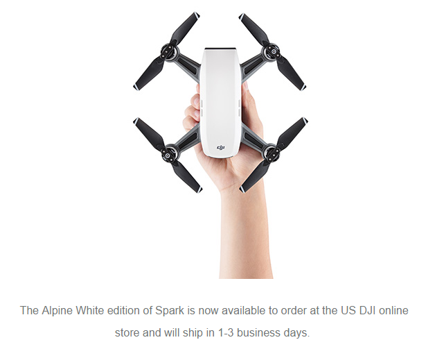 Alpine White DJI Spark Shipping in 1-3 Days for US Customers